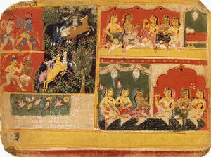 Une illustration du "Bhagvata Purana", Livre X, Chapitre 21, vers 1525