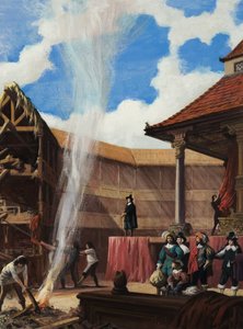 Puritains détruisant un théâtre (gouache sur papier)