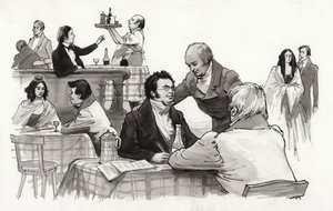 Schubert et ses amis (gouache sur papier)