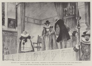 Comédie de Beaumont et Fletcher, Le Coxcomb, jouée par la Elizabethan Stage Society dans le Inner Temple Hall - Ralph Cleaver
