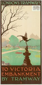 Vers Victoria Embankment par tramway, affiche des tramways du London County Council, 1928 - Ralph and Brown Studios