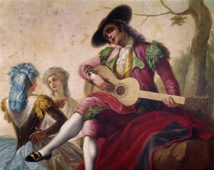 Joueur de guitare, détail (Carton pour tapisserie)
