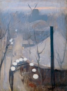 Vue du quartier de Montmartre avec un moulin à Paris