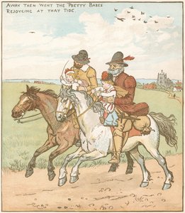 Les enfants dans les bois. Orphelins emmenés pour être assassinés par des bandits engagés par un oncle méchant. Illustration de Randolph Caldecott (1846-86) pour la ballade de c1600