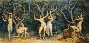 Nymphes cueillant des pommes