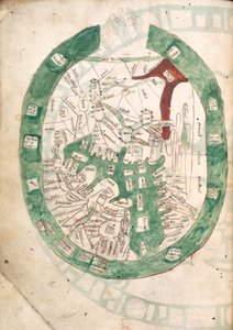 Carte du Monde, f.2v de Polychronicon, vers 1400