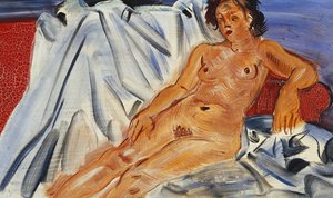 Reclining Nude on Red Couch ; Nu Couche sur Canape Rouge