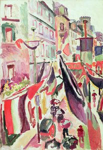 Rue décorée de drapeaux, Le Havre (huile sur toile)