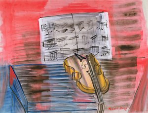 Le violon jaune (gouache et crayon sur papier)