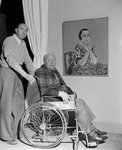 Le peintre Raoul Dufy à Venise (en fauteuil roulant) - 1952 (photo n/b) - Raoul Dufy