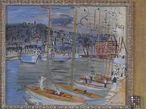Yachts In The Port Of Deauville (Yachts Dans Le Port De Deauville) (oil on canvas)