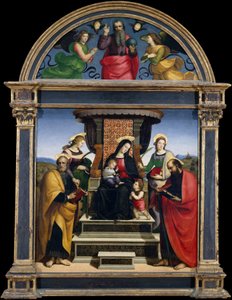 Madone et enfant en trône avec des saints, vers 1504
