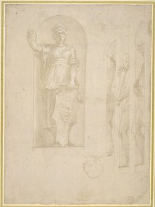 Études pour une figure de Minerve et autres statues - Raphael