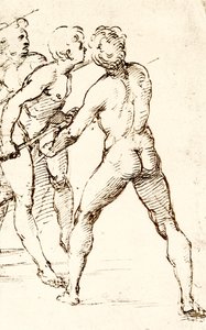 Trois guerriers, attendant l
