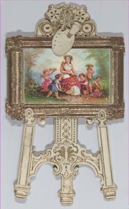 Valentine - Chevalet debout, famille chromolithographiée, 1873