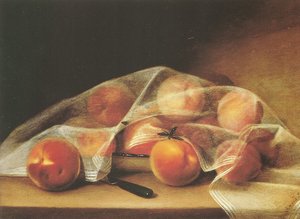 Morceaux de fruits avec des pêches recouvertes d