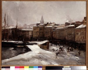 Quai du port, Marseille, sous la neige - Raymond Allegre