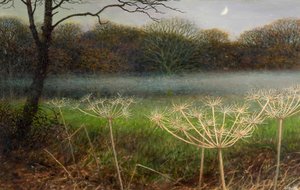 Décembre au crépuscule : brume sur les champs (huile sur carton) - Raymond Booth