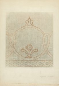 Dessin de restauration de peinture murale, vers 1940 - Raymond E. Noble