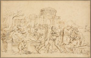 Bacchus et Ariane, avec Silène, Nymphes et Satyres
