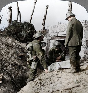 Blockhaus allemand capturé, Poelecappelle, Belgique, Première Guerre mondiale, 1914-1918