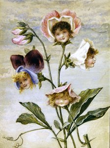 Géranium et Pois de Senteur - Enfants Fleurs - une paire