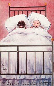 Enfants noirs et blancs dans un lit - Reg Carter