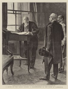 Une levée aux Horse Guards, une présentation au duc de Cambridge (gravure) - Reginald Thomas Cleaver
