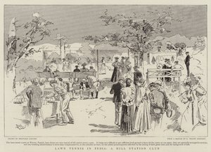 Lawn Tennis en Inde, un club de montagne (gravure) - Reginald Thomas Cleaver