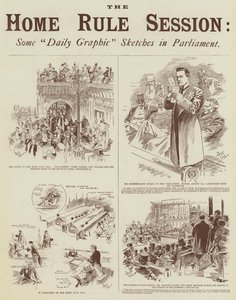 The Home Rule Session, Some "Daily Graphic" Sketches in Parliament (gravure)