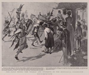 Les Fêtes de Paris, les "fous" et les étudiants dans le cortège historique (litho)