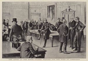 La digue des Horse Guards, en attendant le Duc de Cambridge (litho) - Reginald Thomas Cleaver