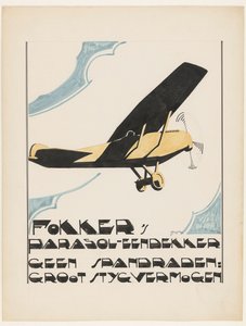 Parasol-eendekker de Fokker. Pas de haubans : grande capacité de montée (titre original sur l