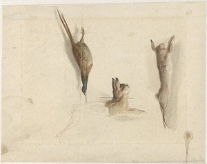 Faisan mort et deux lièvres morts - Reinier Craeyvanger
