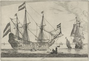Grand voilier et une barque - Reinier Nooms
