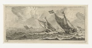 Bacs sur une mer agitée - Reinier Nooms