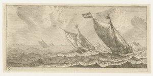 Bateaux sur une mer agitée - Reinier Nooms