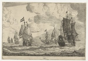 Six voiliers en mer ouverte