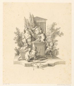 Représentation allégorique avec un buste de Jacob Otten Huslij - Reinier Vinkeles (I)