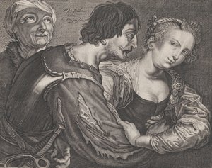 La proxénète : une vieille femme, un soldat et une femme, vers 1635-68