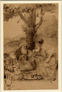 Quatre mollahs assis sous un arbre, Rembrandt, vers 1656-61 - Rembrandt