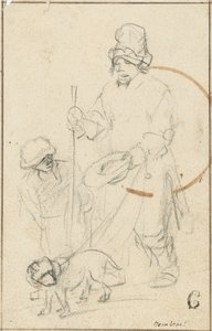 Un garçon mendiant aveugle et un chien - Rembrandt van Rijn