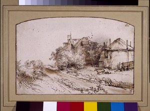 Une meule de foin près d