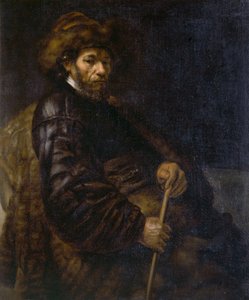 Un homme assis avec un bâton - Rembrandt Harmensz. van Rijn