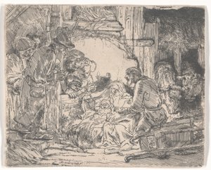 Adoration des bergers avec une lampe, vers 1654 - Rembrandt van Rijn