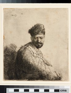 Homme barbu avec un bonnet oriental en fourrure : le père de l