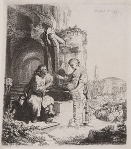 Christ et la femme de Samarie : Parmi les ruines - Rembrandt van Rijn