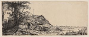 Paysage avec un cottage et un grand arbre