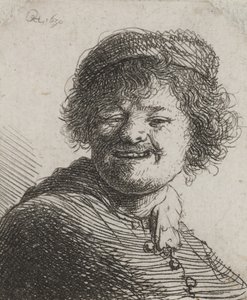 Rembrandt avec un Chapeau, Riant : Buste