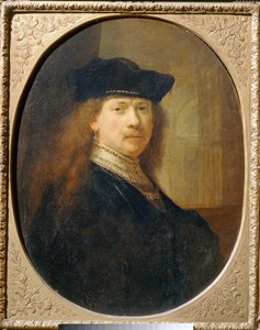 Rembrandt à la toque sur fond d